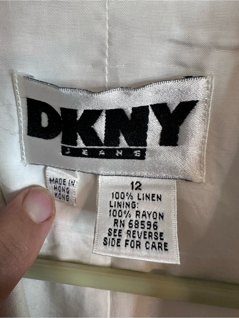 DKNY Women's Cream-White Linen Blend Blazer Jacket - Picture 2 of 11